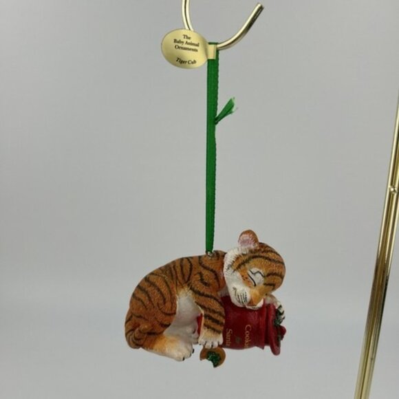 Danbury Mint The Baby Animal Christmas Ornament Tiger Cub Cookies Santa #1 - Picture 2 of 9